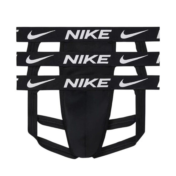 Nike DRI-FIT Essential Jock Straps Underwear Mens Black Size 2XL 3-Pack Cotton - Picture 1 of 16